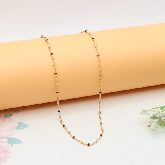 "Rose Gold Beaded Chain Necklace in Elegant Minimal Style, XPNL0320 - Picture 1 of 12